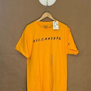 NEW Champion LARGE Woman's T-shirt Gold with Navy Buccaneers Lettering
